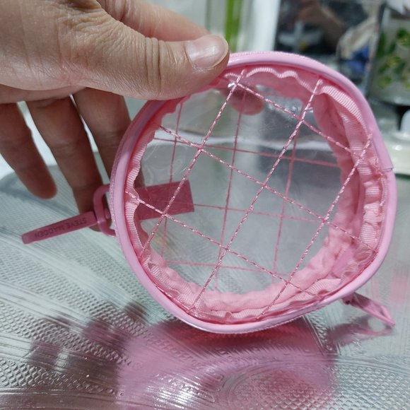 STEVE MADDEN Small Mini See Thru Pink Quilted Clip On Purse Coin Purse Mini Bag - Picture 3 of 7